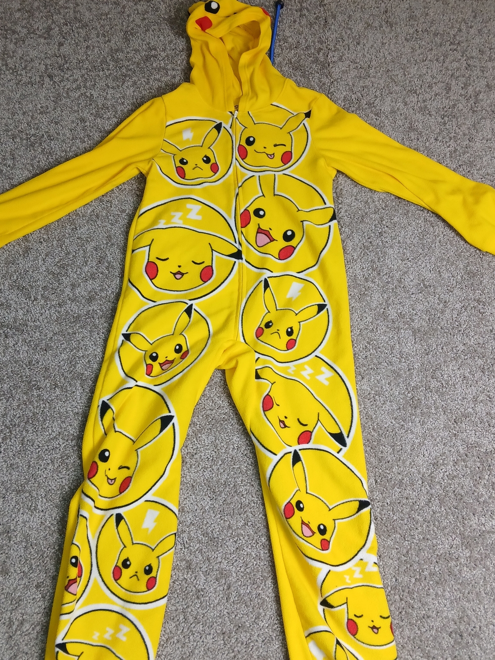 Pokemon 1-Piece Sleeper Zip Up Fleece Jumpsuit Hoodie Pajamas for Boys - Size 12